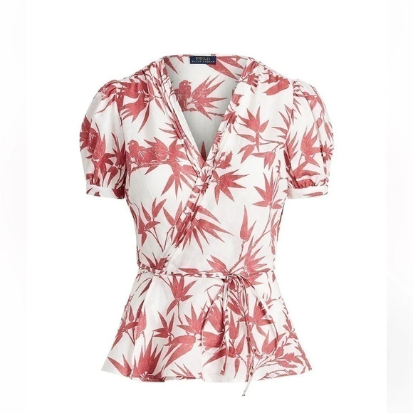 NWT Polo Ralph Lauren Floral linen Print Wrap Top Womens Sz XL - Picture 3 of 11